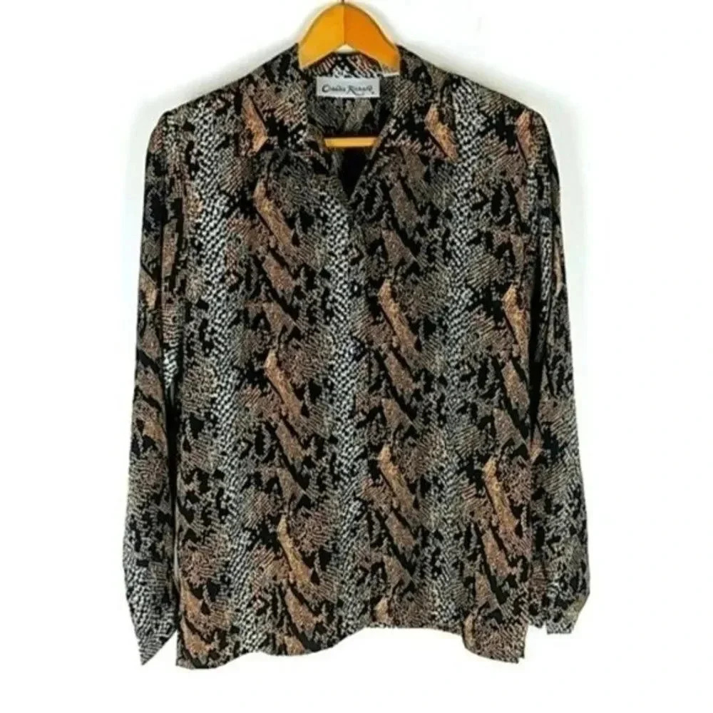 Vintage Career Blouse Claudia Richard Snake Print Top